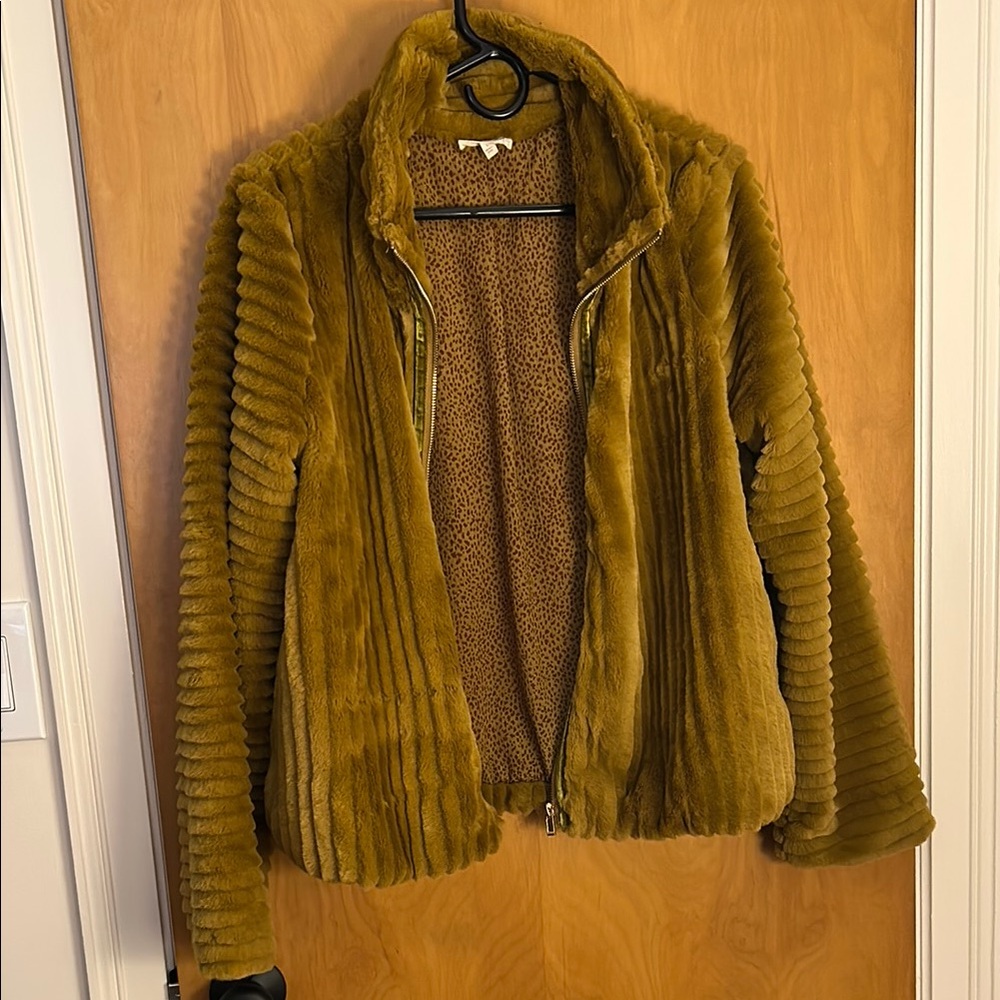Mystree Green Teddy Jacket Cozy Corduroy Style